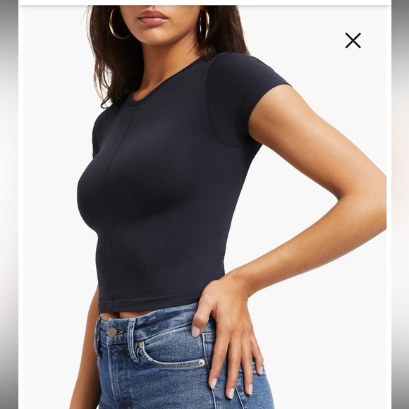 Revolve Good American Lightweight So Soft Sculpted T-Shirt Black Basic Staple‎ - Picture 5 of 11